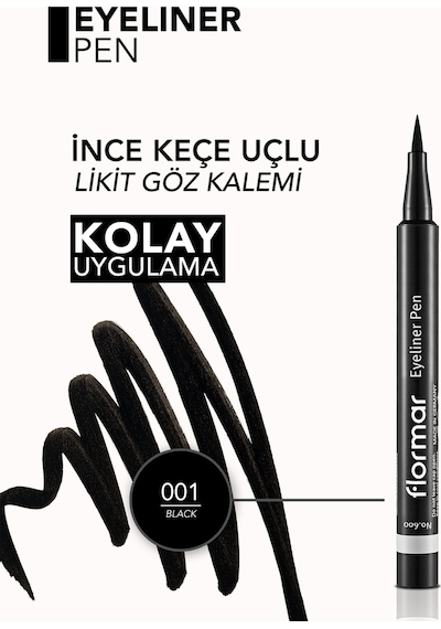 Flormar Eyeliner Pen Keçe Uçlu Likit Göz Kalemi 001 Black