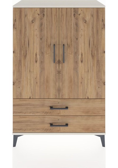 Hyperion Dolap Tek Raflı 2 Çekmeceli Tek Askılı 88x44x134 Aytaşı-çam Aytası