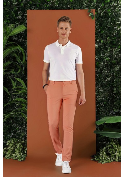 Efor Slim Fit Beli Lastikli Gofre Kumaş Mercan Spor Pantolon P 1126 Mercan