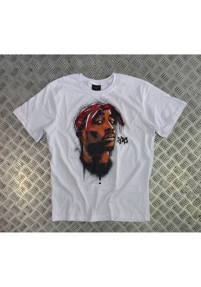 Tupac Baskılı Unisex %100 Pamuk Beyaz T-shirt Beyaz