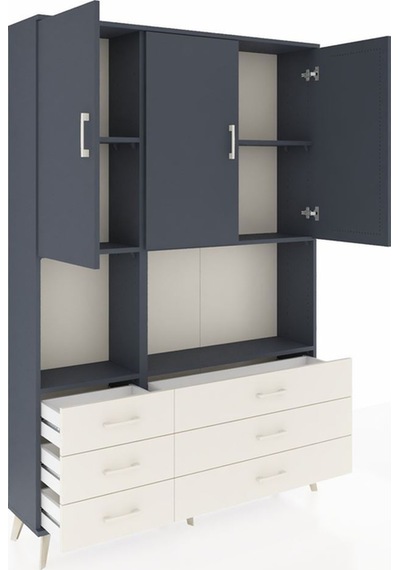 Arges Dolap 6 Raflı 6 Çekmeceli 3 Kapaklı 132x30x195 Antrasit-antrasit/aytaşı Antrasıt/aytası Arges Dolap 6 Raflı 6 Çekmeceli 3 Kapaklı 132x30x195 Antrasit-antrasit/aytaşı Antrasıt/aytası