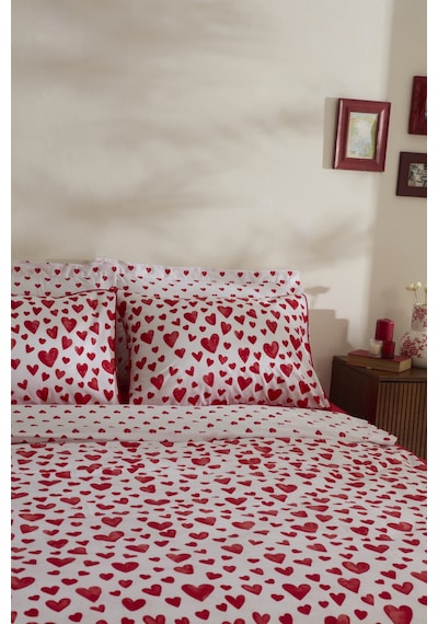 Karaca Home Amour Bliss %100 Pamuk Tek Kişilik Nevresim Takımı Kırmızı Kırmızı