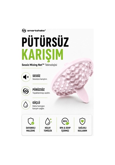 Smartshake Slim Serisi 500 Ml Pamuk Pembe Protein Shaker