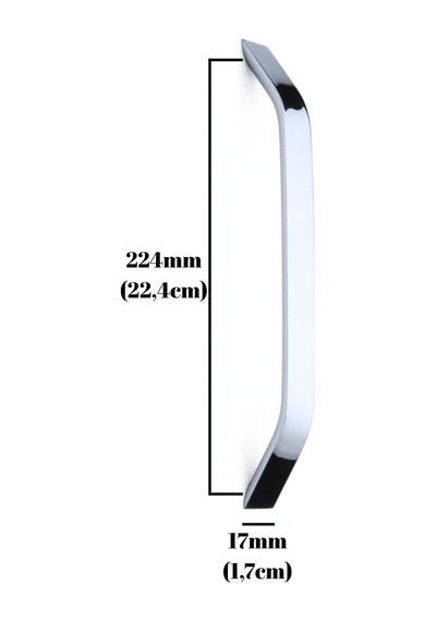 Şahin Krom Alüminyum Dolap Kulpu Mobilya Ve Mutfak Dolap Kulpu 17mm 224mm Krom 2 Adet Alüminyum Krom