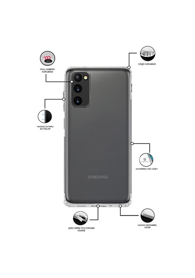 Samsung Galaxy Uyumlu S20 FE Kılıf Kamera Korumalı Tıpalı Şeffaf Silikon Kapak