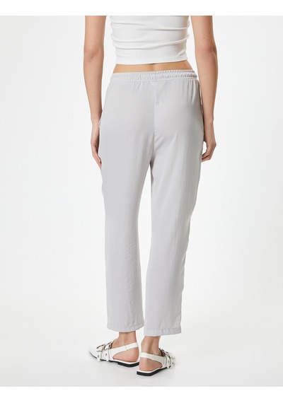 Koton Crop Paça Pantolon Beli Bağlamalı Cepli Gri 4sak40112pw Gri