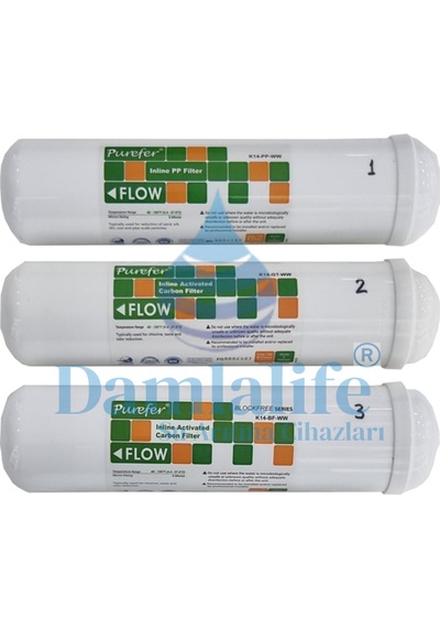 12" Purefer 3 Lü Çubuklu İnline Filtre Seti