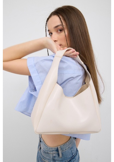 Shule Bags Mono Yavrulu Omuz Çantası Krem Krem
