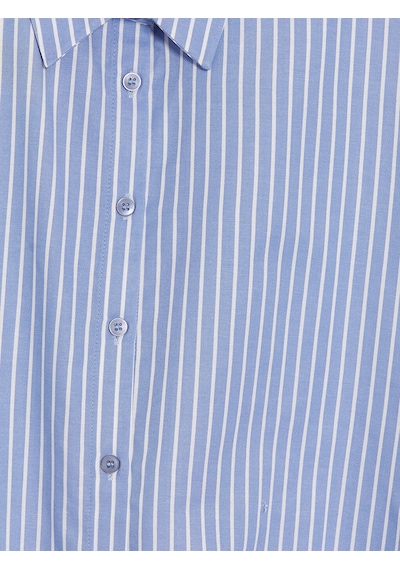 LC Waikiki Lc Waıkıkı Mavi Çizgili Poplin Kadın Gömlek
