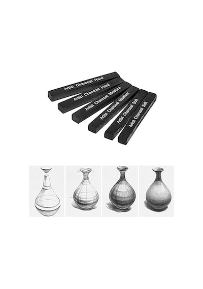 Sıkıştırılmış Kömür Füzen Seti 1 Paket Siyah Kare Press Kömür Füzen Yassı Çizim Gölgelendirme Grafit Genel