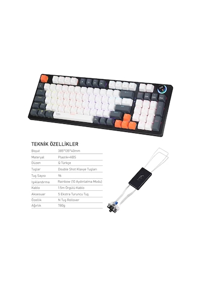 Gameagle Strike Plus MK-96X1BAB Mekanik Işıklı Blue Switch Gamer Oyuncu Klavye