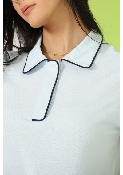 Kadın Polo Yaka T-shirt Buz Mavi