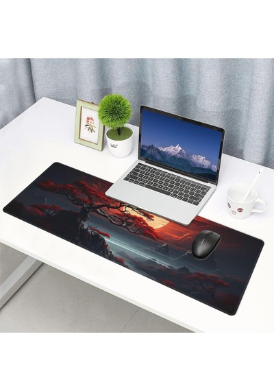Darkness Red Moon Masa Matı Japon Mouse Pad, Büyük Kiraz Çiçeği Masa Örtüsü, Xl Anime Oyun Klavyesi Mat, Kaymaz