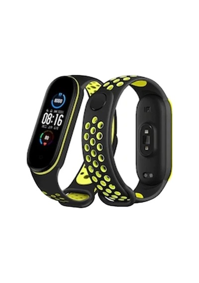 Xiaomi Mi Band 7 Uyumlu Spor Delikli Kordon - Siyah-yeşil