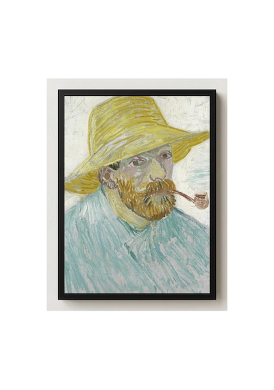 Van Gogh Van Gogh Pipolu Hasır Şapkalı Otoportre Çerçevesiz Poster 21x30 Cm A4 Tablo Van Gogh