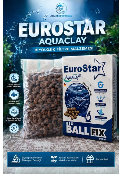 Eurostar Filtre Malzemesi - Aquaclay Biyolojik 500 Ml - Filtre Hediyeli - Çok Yüksek Bakteri Tutma Kapasitesi