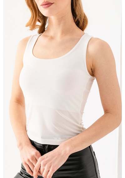 Giysa Kadın Askılı Bisiklet Yaka Basic Bluz Beyaz - 25y 2409 Beyaz