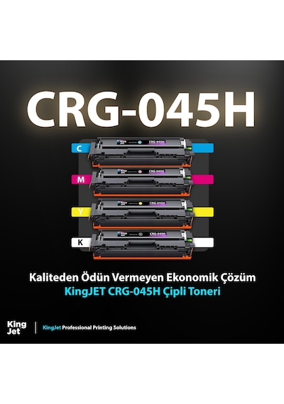 Kingjet Canon Uyumlu Crg-045h Yüksek Kapasiteli 4 Renk Takım Çipli Uyumlu, Toneri Mf635cx