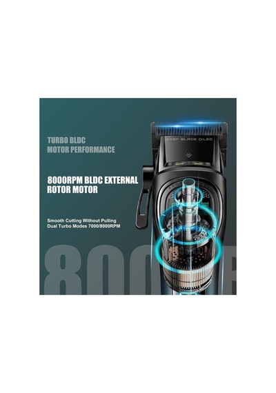 Saç Tıraş Makinesi Outer Rotor Bldc Motor Seramik Bıçak Clipper - Turkuaz - V-888c