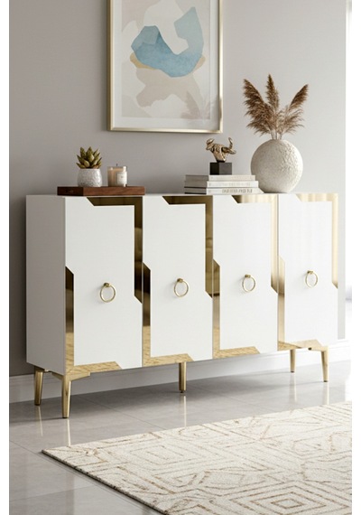 Ka1233bg Seza120 Konsol, Kahve Köşesi Ve Tv Sehpası, Çok Amaçlı Dolap Beyaz - Gold 120cm Ka1233bg Seza120 Konsol, Kahve Köşesi Ve Tv Sehpası, Çok Amaçlı Dolap Beyaz - Gold 120cm