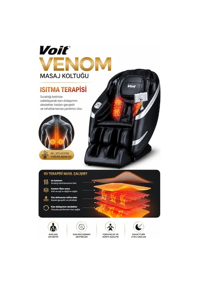Voit Venom Masaj Koltuğu – Tablet Kontrollü, Bluetooth Hoparlörlü, Kurulum Gerektirmez