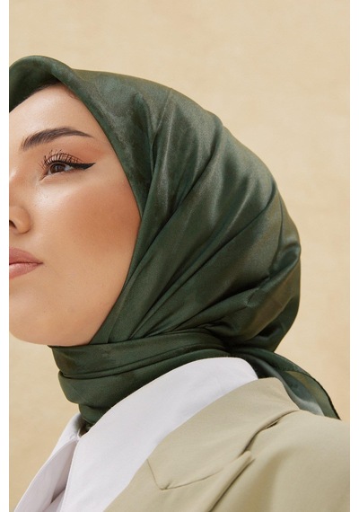 Silk Home Desenli Shiny Eşarp - 8647 - Asker Yeşili Asker Yeşili