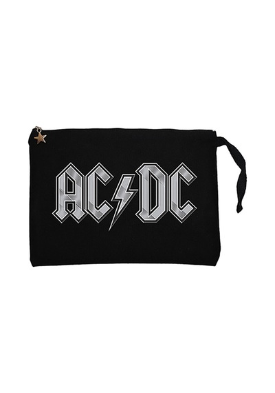 Ac Dc Logo Classic Siyah Clutch Astarlı Cüzdan / El Çantası Siyah