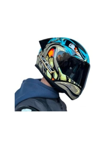 Siyah Vizör + Spoiler + Ls2 Rapid 2 Kask Mor Neo Mavi