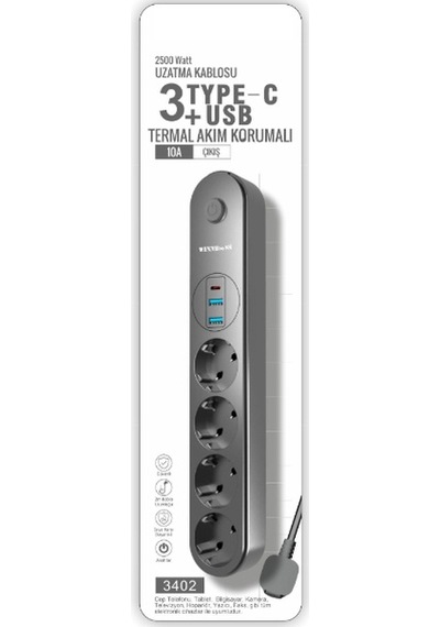 River World Uzatma Kablosu 4 Adet Prizli Termal Akım Korumalı Usb Girişli Diğer