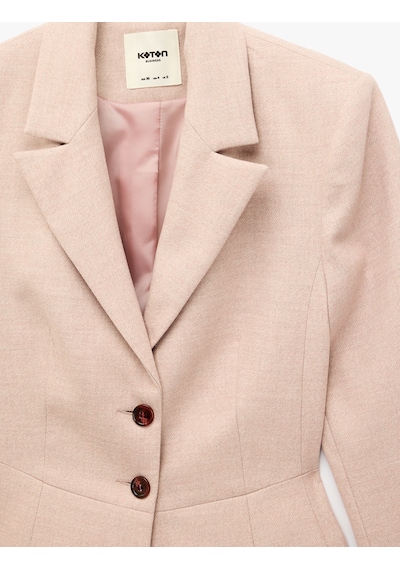 Koton Geniş Yaka Cep Detaylı Düğmeli Blazer Ceket Pembe 7wak50042uw Gül
