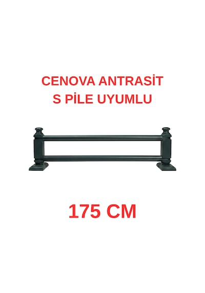 Cenova S Pile Ve Perde Düğmesi Uyumlu Çetray Çift Raylı Modern Ahşap Rustik Antrasit 175 Cm Antrasit