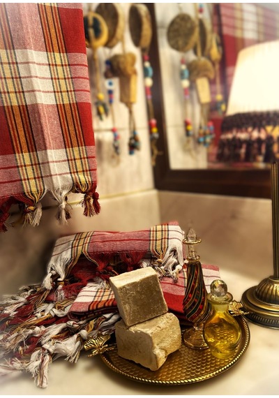 Klasik Hamam, Spa, Gelin Peştemal, %100 Pamuk Kırmızı - Siyah - Beyaz