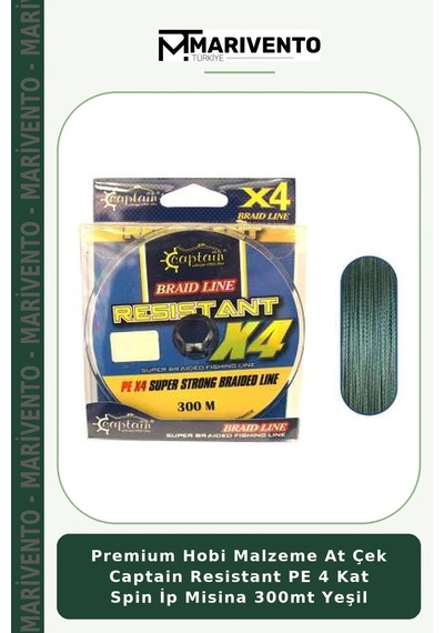 Premium Hobi Malzeme At Çek Captain Resistant Pe 4 Kat Spin İp Misina 300mt Yeşil 0.20 mm