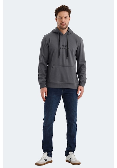 Slazenger Onca Erkek Kanguru Cepli Kapüşonlu Koyu Gri Sweatshirt Koyu Gri