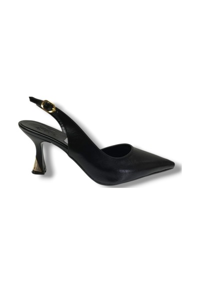 C-shoes Bç93-26 Yıkama Cilt İnce Topuk Arkası Açık Kadın Stiletto 8cm Siyah