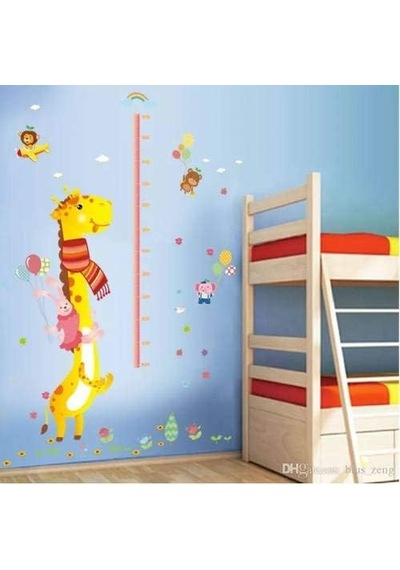 Gelişim Boy Ölçer Ölçüm Tablosu Dekor Süsleme Zürafa Tavşan Fil Aslan Çocuk Odası Ev Sticker Duvar Sticker Pvc