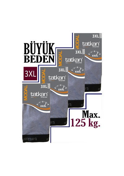 Mataş Tatkan - 4'lü - Battal - Penye Modal Erkek Boxershort Gri