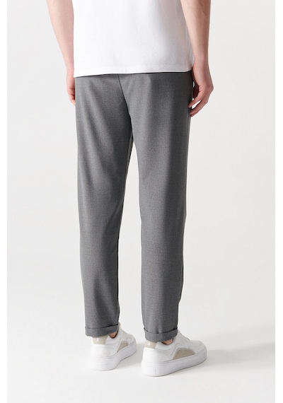 Avva Erkek Gri Basic Beli Lastikli Duble Paça Jogger Pantolon E003000 Gri