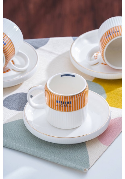 Acar Adonis Orange 6 Kişilik Kahve Fincan Takımı - 100 Ml Renkli