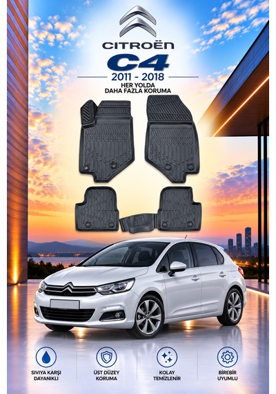 Citroen C4 2012 Model Aracınıza Özel Üretim Havuzlu Paspas Takımı A+ -mod-