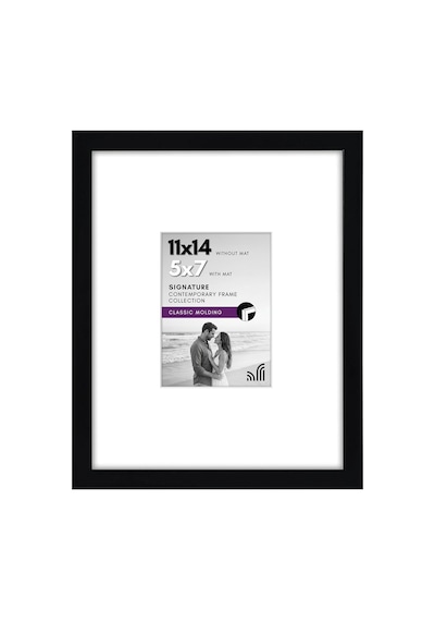Siyah Resim Çerçevesi - 5x7 Mat Ve 11x14 Mat Olmadan Görüntüler - Kırılmaya Dayanıklı Camlı Kompozit Ahşap -