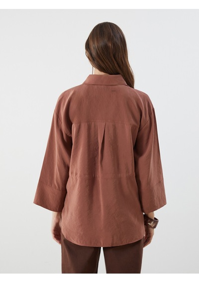 Lcwaıkıkı Classic Kahverengi Oversize Modal Karışımlı Kadın Gömlek