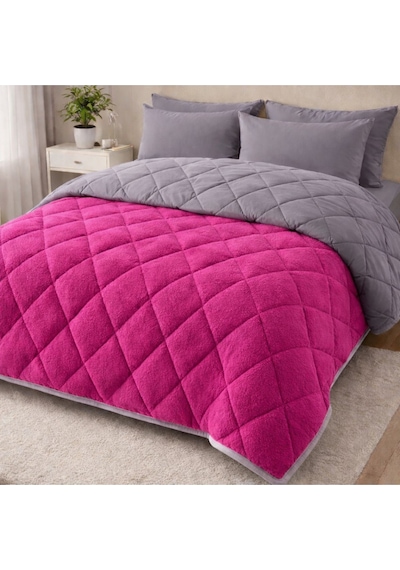 Pamuklu Lüks Çift Taraflı Çift Kişilik Yorgan 195x215cm Pembe