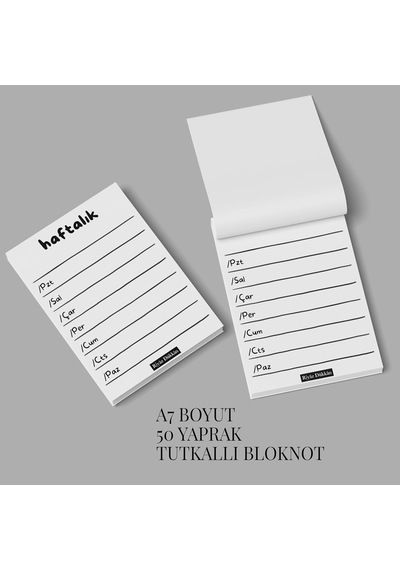Minimal Plan 3lü Set, 3 Adet A7 Boyut, Mini Tutkallı Bloknot, Not Kağıdı, Herbiri 50 Yaprak