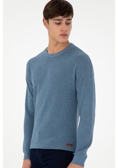 U.S. Polo Assn. Erkek Regular Fit Bisiklet Yaka Mavi Basic Kazak 50298267-VR251