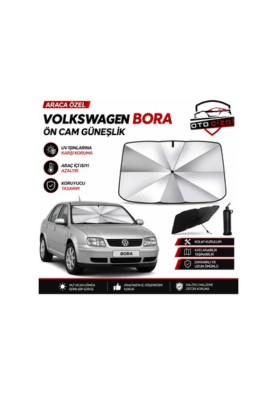 Volkswagen Bora Şemsiye Tip Ön Cam Güneşliği Katlanabilir Uv Korumalı Araç Cam Güneşlik