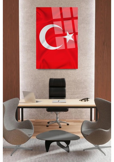 Kırmızı Türk Bayrağı Cam Tablo Şık Duvar Tablosu Parlak Ve Net Görüntü Kafe Ve Ofis İçin Ev Hediyesi Dayanıklı Cam Yapı Canlı Renkli Baskı