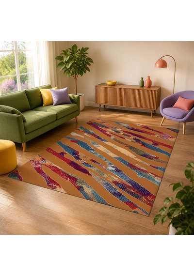 Kartela Halı Aira Halı Kaymaz Taban Makinede Yıkanabilir Halı Bakır - 60 X 90 Cm