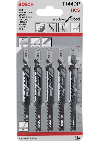 Bosch T 144 DP Precision For Wood Dekupaj Testeresi Bıçağı 5'Li - 2608633A35
