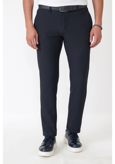 Comfort Fit Petek Dokuma Esnek Pamuklu Lacivert Pantolon P 1230